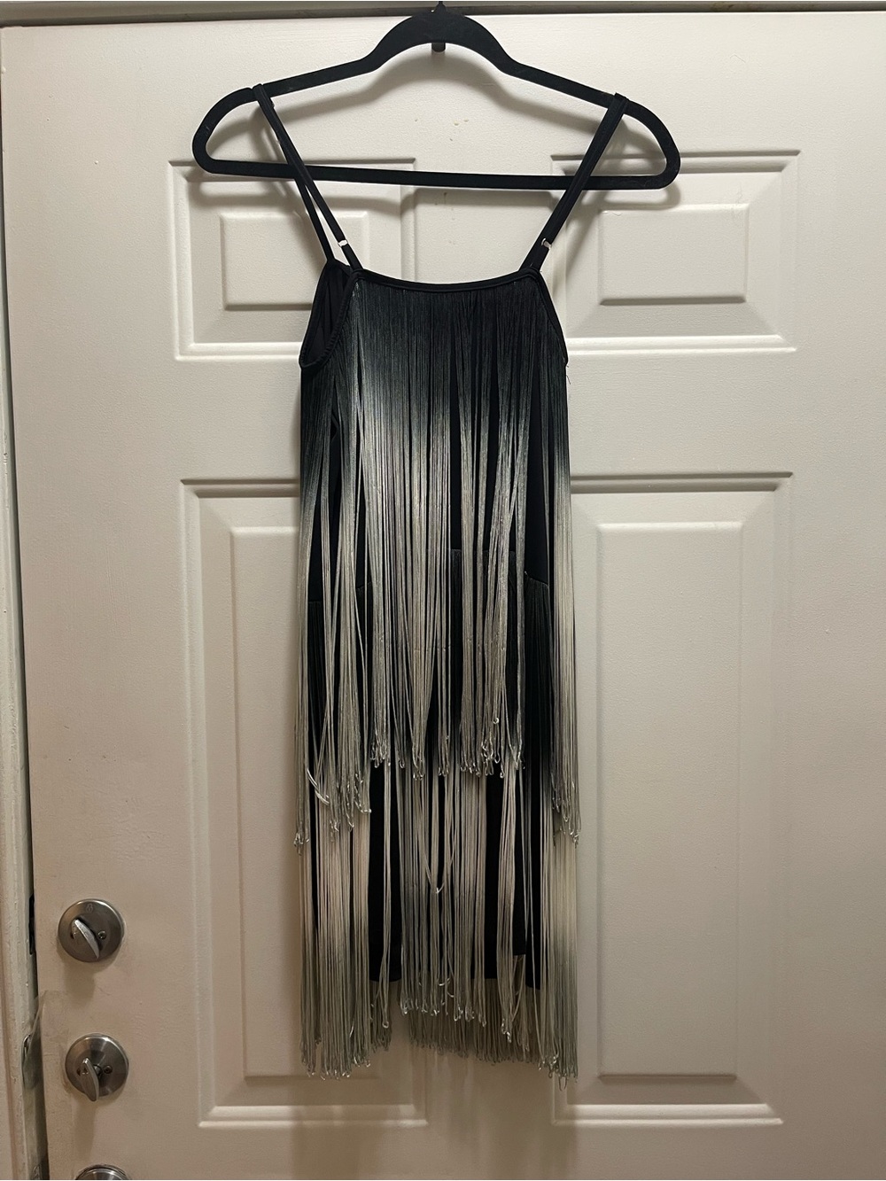 Fringe Layered Ombre Midi dress - Black to Silver